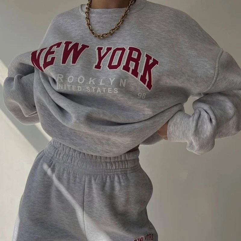 Price Buster Casual Printed Letter Fleece Sweatshirt 2 Piece Set O-neck Top Trousers Women Suit Autumn Winter Female Sports Suits Price Buster Casual Printed Letter Fleece Sweatshirt 2 Piece Set O-neck Top Trousers Women Suit Autumn Winter Female Sports Suits