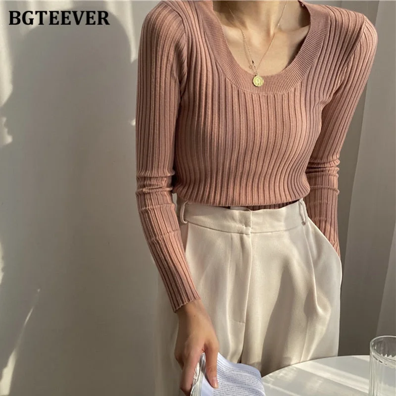 Online Specials Awakecrm Christmas Gift BGTEEVER Autumn Deep O-neck Women Basic Slim Warm Knitted Tops Casual Skinny Stretch Long Sleeve Female Pullover Sweaters Online Specials Awakecrm Christmas Gift BGTEEVER Autumn Deep O-neck Women Basic Slim Warm Knitted Tops Casual Skinny Stretch Long Sleeve Female Pullover Sweaters