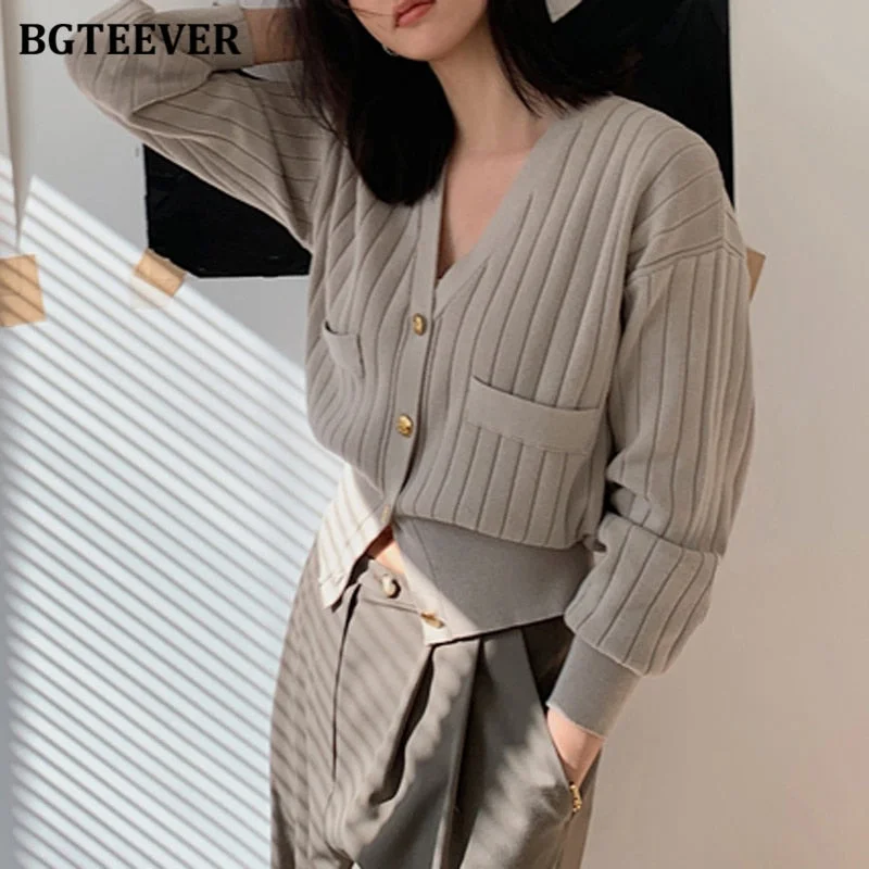 Limited Time Awakecrm Christmas Gift BGTEEVER Stylish Chic Women Single-breasted Pockets Knitted Cardigans Tops Elegant V-neck Full Sleeve Female Solid Sweaters Limited Time Awakecrm Christmas Gift BGTEEVER Stylish Chic Women Single-breasted Pockets Knitted Cardigans Tops Elegant V-neck Full Sleeve Female Solid Sweaters
