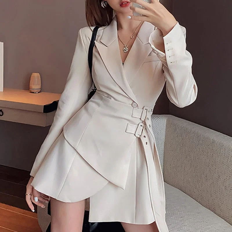 Act Now Christmas Gift Blazer dress ladies mini party fashion ladies elegant dress ladies one dress Korean belt long sleeve dress new tide brand Act Now Christmas Gift Blazer dress ladies mini party fashion ladies elegant dress ladies one dress Korean belt long sleeve dress new tide brand