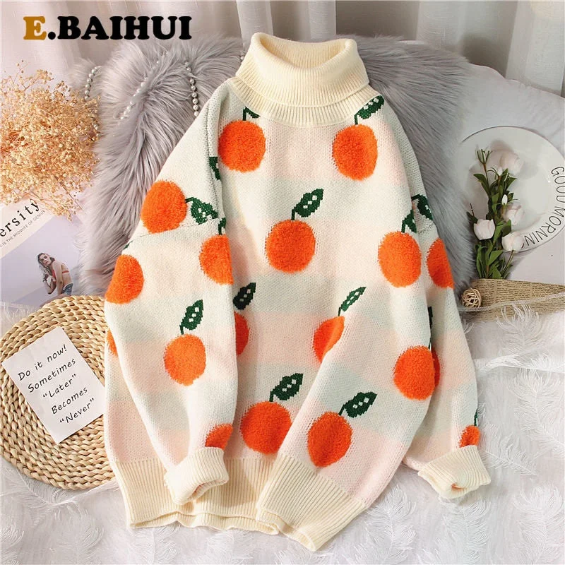 Huge Savings Awakecrm Christmas Gift EBAIHUI Autumn Winter Sweaters Pullover Cherry Pattern Long Sleeve Sweater Women Turtleneck Knitted Jumpers Sweater Mujer Huge Savings Awakecrm Christmas Gift EBAIHUI Autumn Winter Sweaters Pullover Cherry Pattern Long Sleeve Sweater Women Turtleneck Knitted Jumpers Sweater Mujer