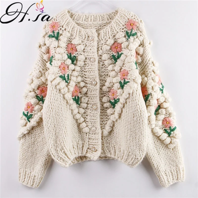 Crazy Deals Awakecrm Christmas Gift H.SA New Women Winter Handmade Sweater And Cardigans Floral Embroidery Hollow Out Chic Knit Jacket Pearl Beading Cardigans Crazy Deals Awakecrm Christmas Gift H.SA New Women Winter Handmade Sweater And Cardigans Floral Embroidery Hollow Out Chic Knit Jacket Pearl Beading Cardigans