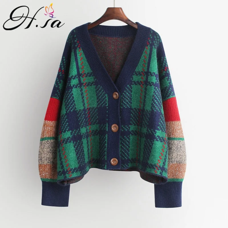 Big Discounts Awakecrm Christmas Gift H.SA Women Fall Long Sweater Cardigans Korean Style Casual Jacket Patchwork Knit Coat V Neck Plaid Winter Warm Thick Coat Big Discounts Awakecrm Christmas Gift H.SA Women Fall Long Sweater Cardigans Korean Style Casual Jacket Patchwork Knit Coat V Neck Plaid Winter Warm Thick Coat