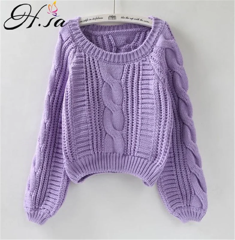 Bargain Prices Awakecrm Christmas Gift H.SA Women Winter Sweaters Korean Style Pink Pull Jumpers Solid Chic Short Sweater Twisted Pull Femme kawaii Pullover roupa Bargain Prices Awakecrm Christmas Gift H.SA Women Winter Sweaters Korean Style Pink Pull Jumpers Solid Chic Short Sweater Twisted Pull Femme kawaii Pullover roupa
