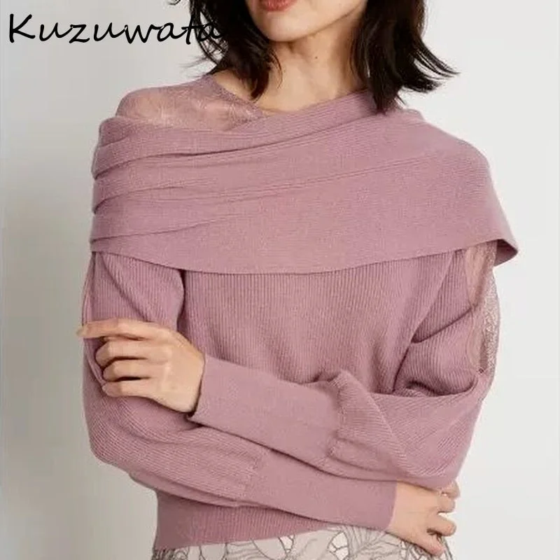 Last Chance Awakecrm Christmas Gift Kuzuwata Autumn Winter New Women Jumpers Sexy Off Shoulder Lace Patchwork Long Sleeve Sweaters Sweet Knitted Pullover Last Chance Awakecrm Christmas Gift Kuzuwata Autumn Winter New Women Jumpers Sexy Off Shoulder Lace Patchwork Long Sleeve Sweaters Sweet Knitted Pullover