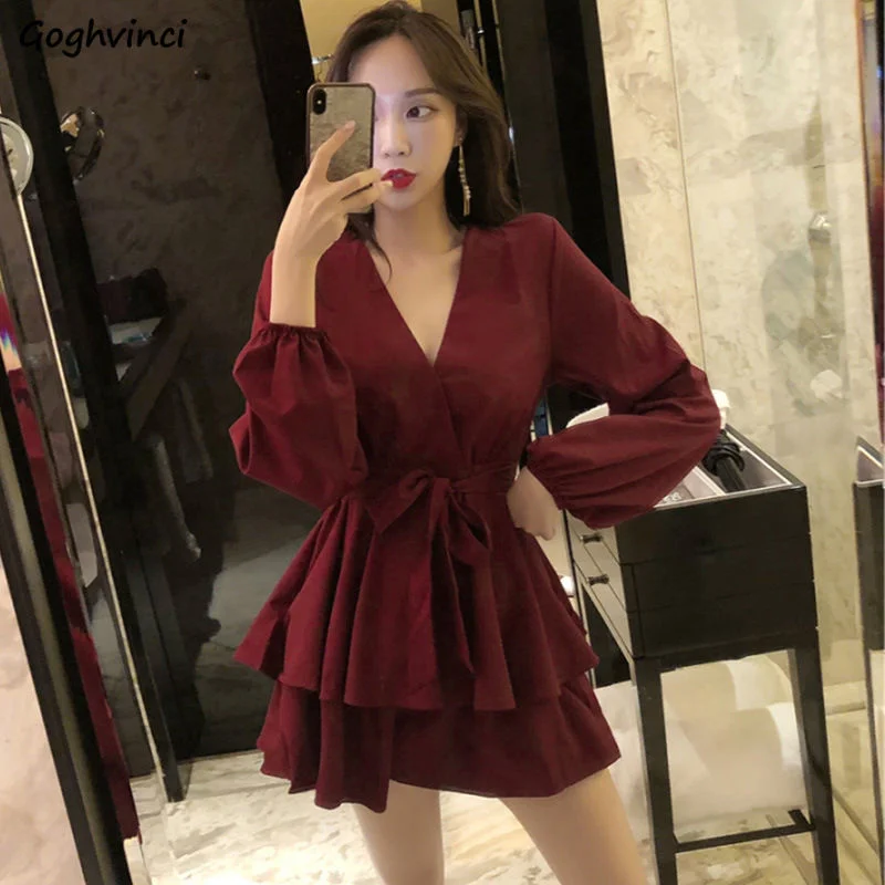 One-DAY Sale Christmas Gift Long Sleeve Dress Women Sashes Pleated V-neck Solid Stylish Sexy Mini-dresses Lady Club Wear High-waist Korean-style Trendy Chic One-DAY Sale Christmas Gift Long Sleeve Dress Women Sashes Pleated V-neck Solid Stylish Sexy Mini-dresses Lady Club Wear High-waist Korean-style Trendy Chic