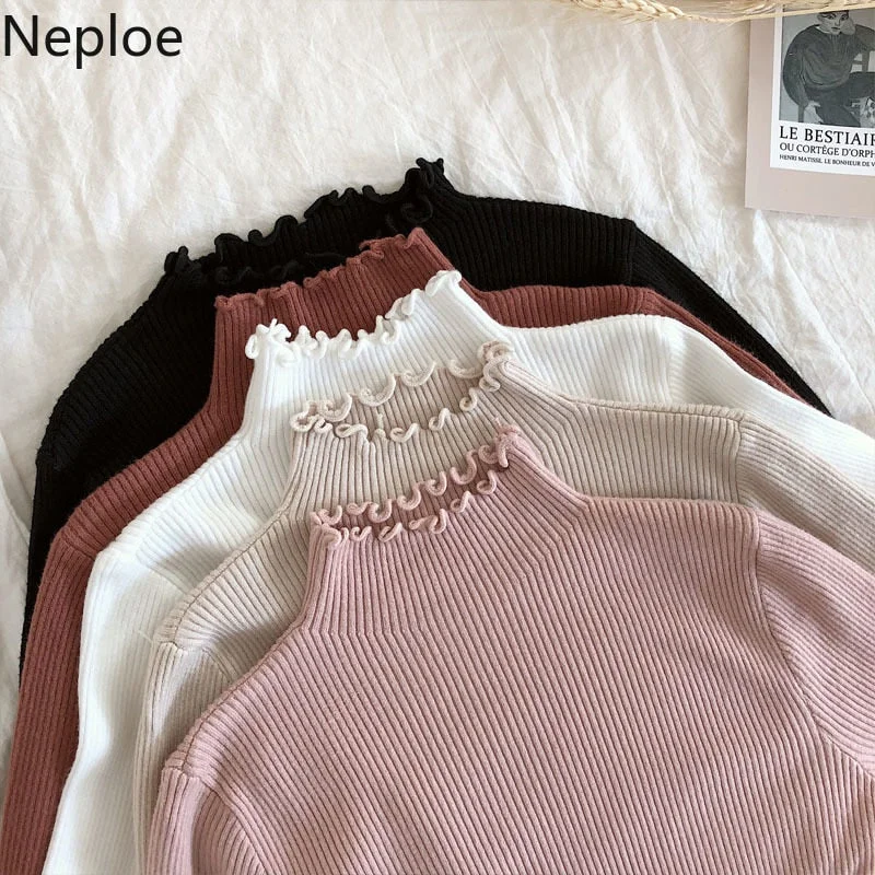 New Arrival Awakecrm Christmas Gift Neploe Fall Winter Ruffles Sweater Turtleneck Ruched Women Sweaters High Elastic Solid Female Slim Sexy Knitted Pullovers New Arrival Awakecrm Christmas Gift Neploe Fall Winter Ruffles Sweater Turtleneck Ruched Women Sweaters High Elastic Solid Female Slim Sexy Knitted Pullovers
