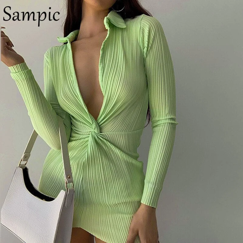 Can't Be Beat Christmas Gift Sampic Dresses For Women Long Sleeve Dreep V Neck Striped Green Sexy Club Dress Bodycon Mini Wrap Ladies Dresses Y2K Can't Be Beat Christmas Gift Sampic Dresses For Women Long Sleeve Dreep V Neck Striped Green Sexy Club Dress Bodycon Mini Wrap Ladies Dresses Y2K