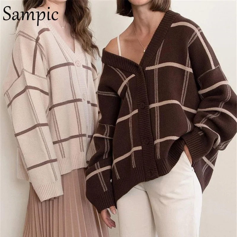 Discount Deals Awakecrm Christmas Gift Plaid Brown Cardigans Women Vintage Y2K Fashion Loose Oversized Coat Pull Knitted Casual Sweater Female Tops Winter Discount Deals Awakecrm Christmas Gift Plaid Brown Cardigans Women Vintage Y2K Fashion Loose Oversized Coat Pull Knitted Casual Sweater Female Tops Winter