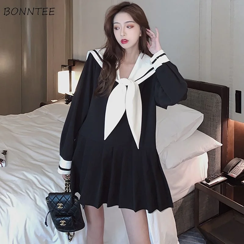 Discount Mania Christmas Gift Woman Dress Long Sleeve Patchwork Chic Fashion Plus Size 3XL Korean Style Mini Dresses Sweet Loose Student All-match Daily New Discount Mania Christmas Gift Woman Dress Long Sleeve Patchwork Chic Fashion Plus Size 3XL Korean Style Mini Dresses Sweet Loose Student All-match Daily New