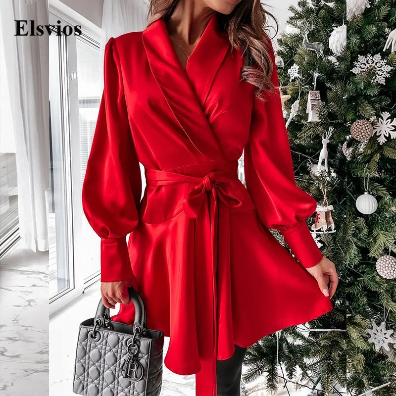 Flash Sale Elegant Button Lantern Long Sleeve Mini Dress Sexy Wrap V Neck Lace-Up Lady Party Dresses Women Fashion Solid Office Shirt Dress Flash Sale Elegant Button Lantern Long Sleeve Mini Dress Sexy Wrap V Neck Lace-Up Lady Party Dresses Women Fashion Solid Office Shirt Dress