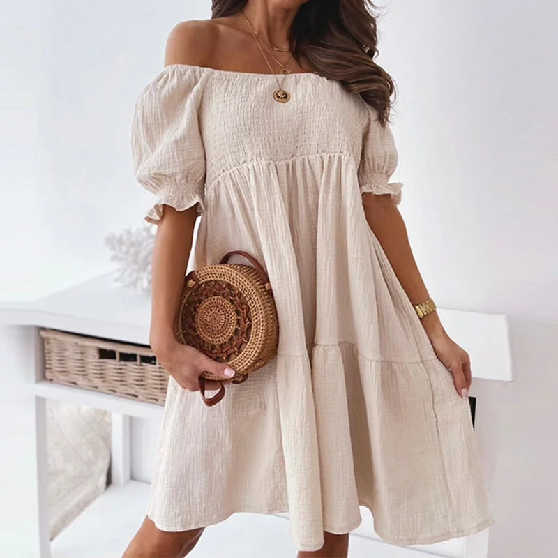 Seasonal Sale Fashion Sexy Off Shoulder Ruffle Mini Dress Casual Short Sleeve Women Party Dress Elegant Slash Neck Loose Summer Dress Vestidos Seasonal Sale Fashion Sexy Off Shoulder Ruffle Mini Dress Casual Short Sleeve Women Party Dress Elegant Slash Neck Loose Summer Dress Vestidos