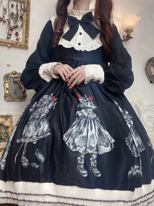YEAR-End Clearance Thanksgiving Gift Japanese Vintage Gothic Marionette Lolita Women Dress Summer Women Cute Bow Long Sleeve Midi Dress Female Black Style Dresses YEAR-End Clearance Thanksgiving Gift Japanese Vintage Gothic Marionette Lolita Women Dress Summer Women Cute Bow Long Sleeve Midi Dress Female Black Style Dresses