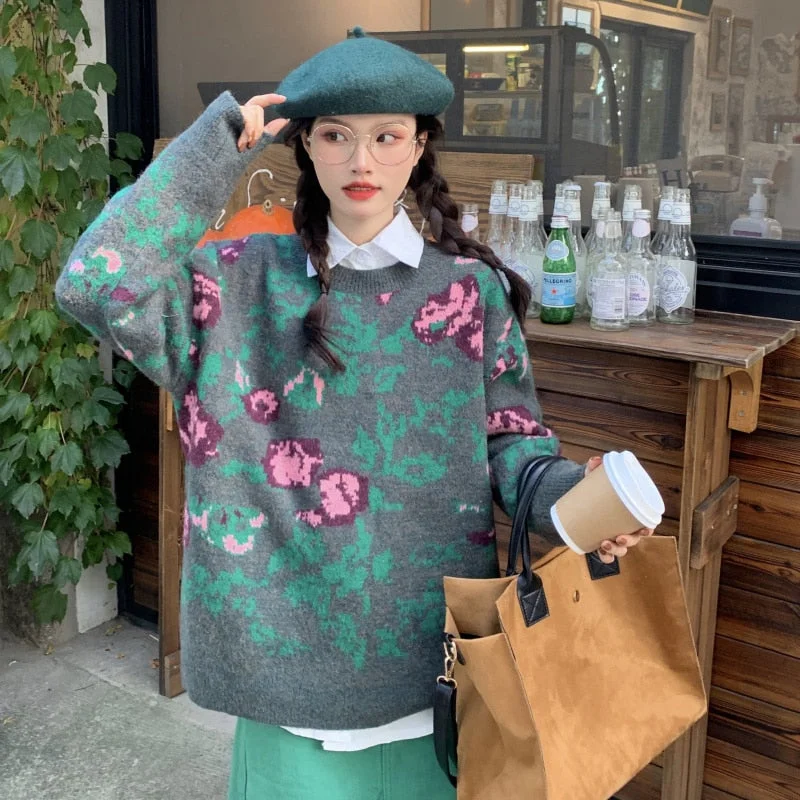 Value Deals Awakecrm Black Friday Sales Japanese Vintage Jacquard Flowers Printed Sweater Women Autumn Fashion Thick Warm Pullover Long Sleeve Knitting Woman Sweaters Value Deals Awakecrm Black Friday Sales Japanese Vintage Jacquard Flowers Printed Sweater Women Autumn Fashion Thick Warm Pullover Long Sleeve Knitting Woman Sweaters