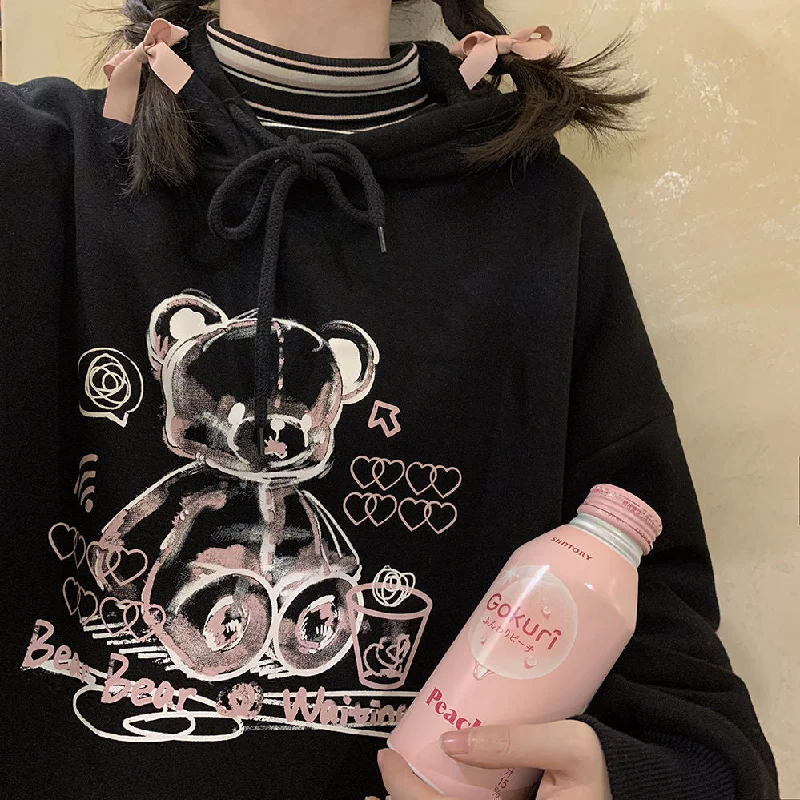 Buy More, Save More Awakecrm Japanese Women's Hooded Love Bear Plus Velvet Sweatshirt Ins Autumn New Loose Casual Wild Student Tops Hot Sale Buy More, Save More Awakecrm Japanese Women's Hooded Love Bear Plus Velvet Sweatshirt Ins Autumn New Loose Casual Wild Student Tops Hot Sale
