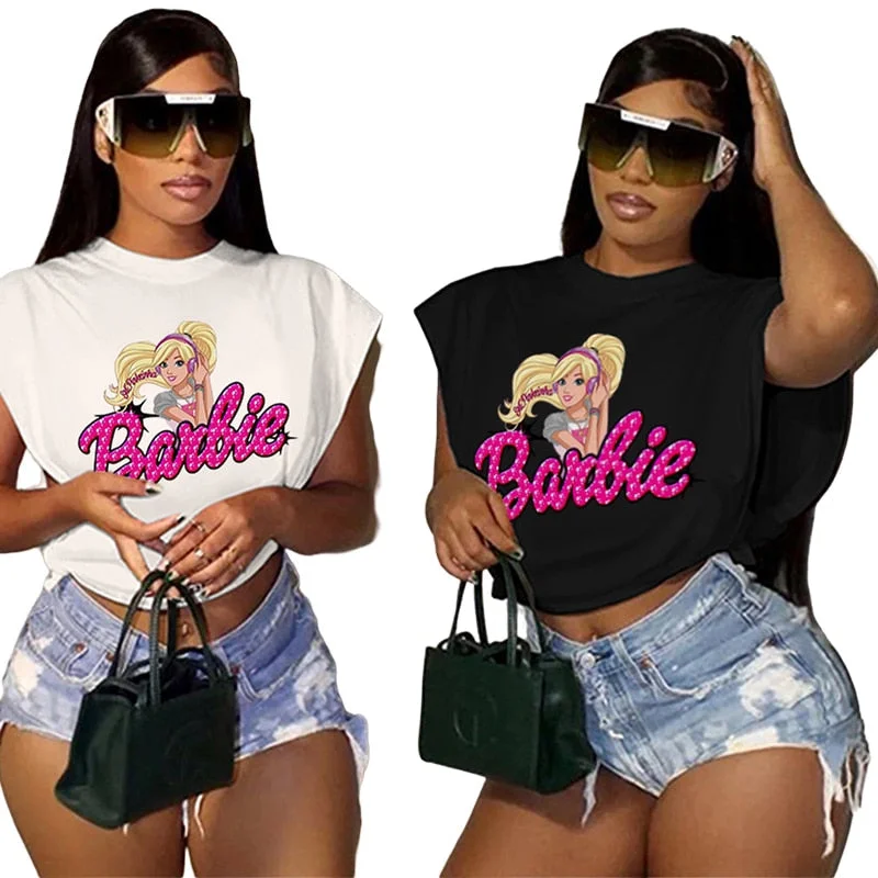 Early Access Joskka Barbie Inspired Outfits Barbie Princess Printed Sleeveless T-Shirt Spring Summer Y2K Girls Short All Match Sweatshirt Gift Early Access Joskka Barbie Inspired Outfits Barbie Princess Printed Sleeveless T-Shirt Spring Summer Y2K Girls Short All Match Sweatshirt Gift