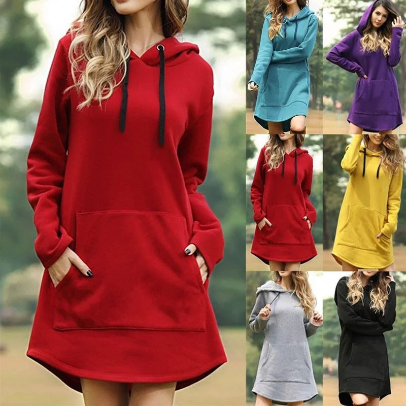 Price Break Leosoxs Spring Autumn Solid Women's Sweatshirt Dress 2020 Fashion Loose Hooded Pocket Drawstring Ladies Dress Vestidos Plus Size Price Break Leosoxs Spring Autumn Solid Women's Sweatshirt Dress 2020 Fashion Loose Hooded Pocket Drawstring Ladies Dress Vestidos Plus Size
