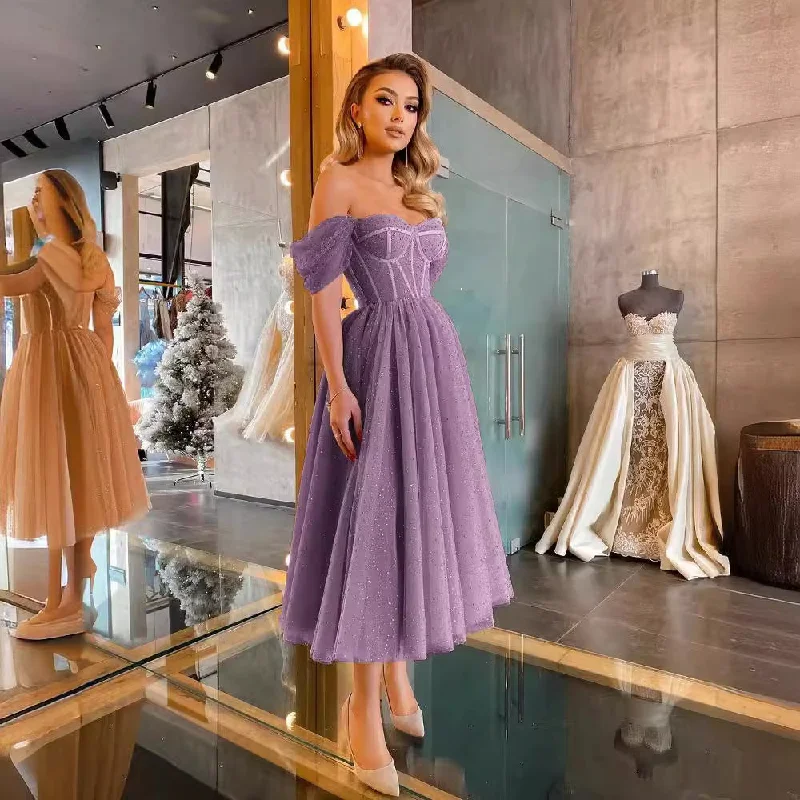 Amazing Deals Awakecrm Party Evening robes de soirée Prom Women Midi Corset Dress Backless Vintage Off Shoulder Ball Gowns