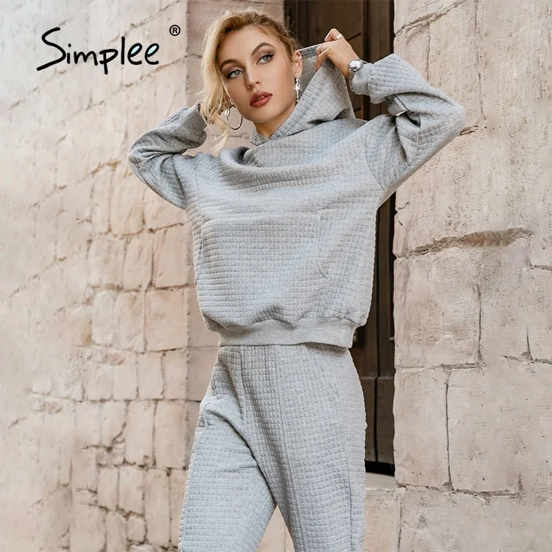 Bonus Savings Simplee Casual pocket hooded tracksuit Office elastic soft drop sleeves sweatshirt pant sets Sportwear hoodie two-piece set Bonus Savings Simplee Casual pocket hooded tracksuit Office elastic soft drop sleeves sweatshirt pant sets Sportwear hoodie two-piece set