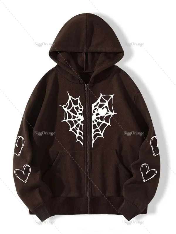 Act Now Awakecrm Spider Web Print Hoodie Women Sweatshirt Loose Hoodie Jacket Fashion Trend Zip Autumn Casual Jacket Women Tops Clothes For Teens Act Now Awakecrm Spider Web Print Hoodie Women Sweatshirt Loose Hoodie Jacket Fashion Trend Zip Autumn Casual Jacket Women Tops Clothes For Teens