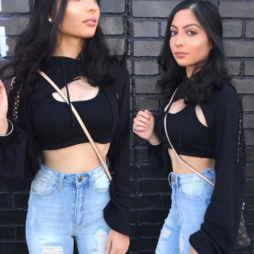 While Supplies Last Awakecrm Summer Fashion Pullover Club Wear Streetwear Cropped Hoodie Women Sexy Mesh Fish Net Hooded Chest Hollow Sweatshirt Tops
