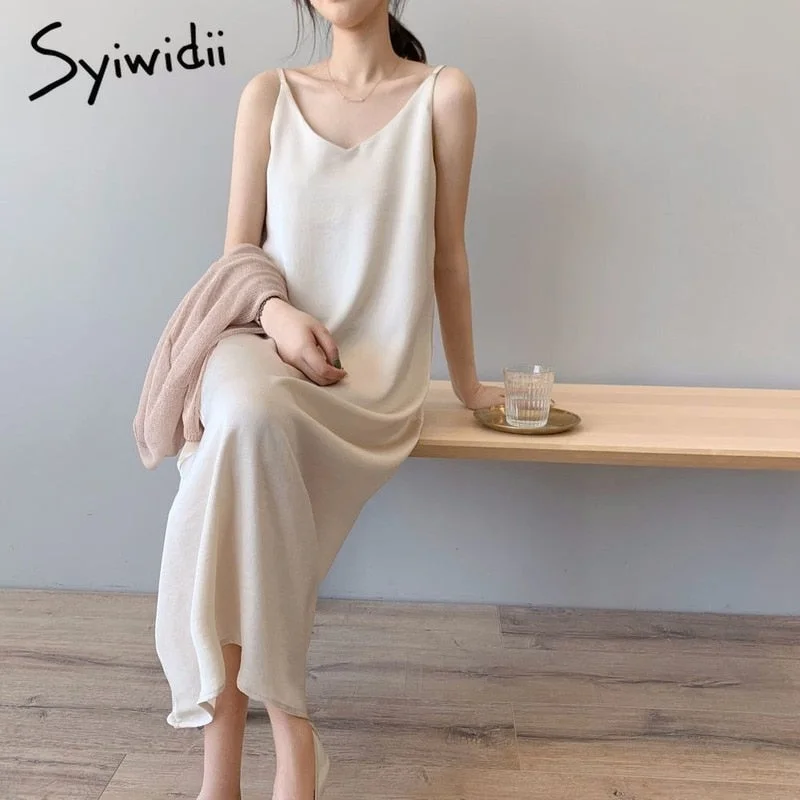 Super Bargain Syiwidii Spaghetti Strap Summer Dress Women Chiffon Party Luxury Sundress Sleeveless Midi V Neck Beige Black Long Dresses Super Bargain Syiwidii Spaghetti Strap Summer Dress Women Chiffon Party Luxury Sundress Sleeveless Midi V Neck Beige Black Long Dresses