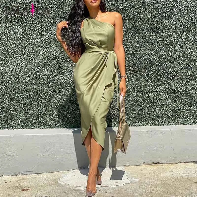 Take Advantage Women Dress Elegant Sleeveless One Shoulder Strappy Solid Color Evening Party Fashion Ladies Midi Dress Summer Vestidos Take Advantage Women Dress Elegant Sleeveless One Shoulder Strappy Solid Color Evening Party Fashion Ladies Midi Dress Summer Vestidos