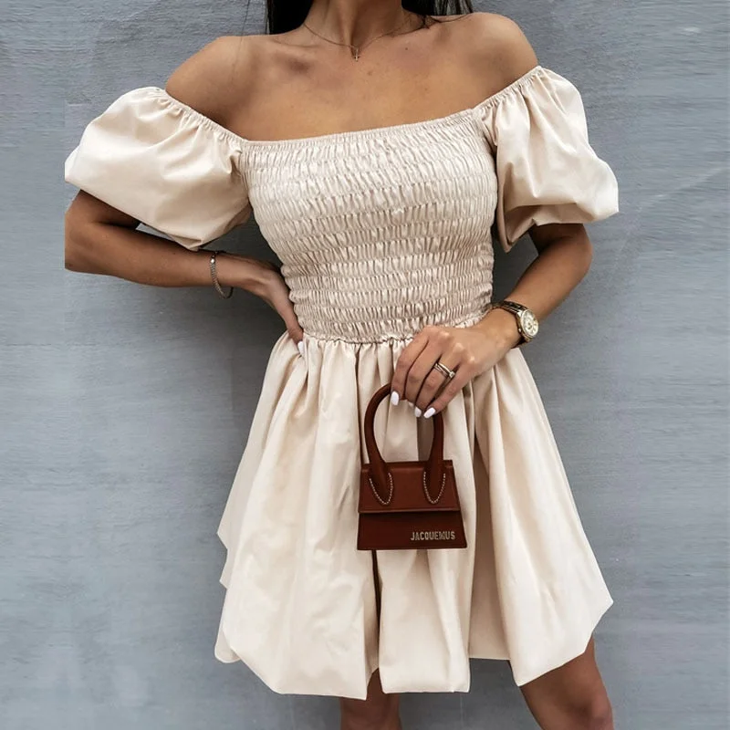 Mega Sale Awakecrm Women Elegant Puff Sleeve Mini Dress Sexy Off Shoulder Solid Party Dress Summer Sweet Lady Elastic Waist Beach Dresses Vestidos Mega Sale Awakecrm Women Elegant Puff Sleeve Mini Dress Sexy Off Shoulder Solid Party Dress Summer Sweet Lady Elastic Waist Beach Dresses Vestidos