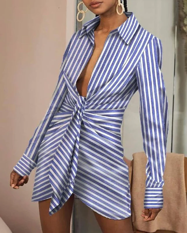 Final Markdown Awakecrm Women Elegant Striped Print Mini Dress Female OL Work Office Leisure Basic Dress Long Sleeve Tight Waist Shirt Dress Final Markdown Awakecrm Women Elegant Striped Print Mini Dress Female OL Work Office Leisure Basic Dress Long Sleeve Tight Waist Shirt Dress