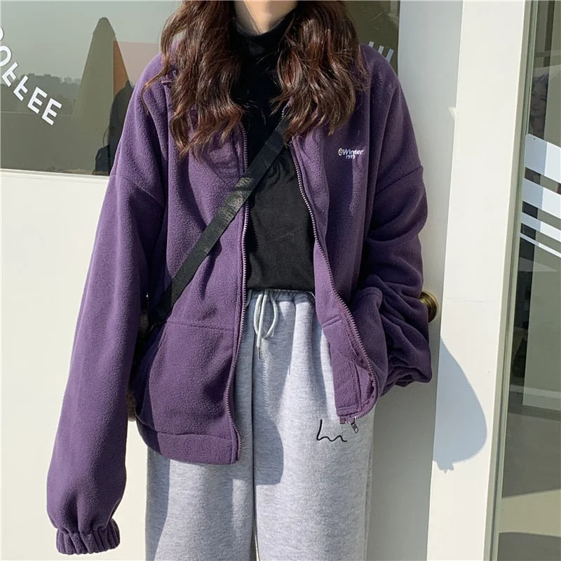 Mega Sale Awakecrm Women Jacket Loose Plus Velvet Zipper Pocket Letter Printed Sweatshirt Casual Long Sleeve Autumn Winter Streetwear Lapel Jacket Mega Sale Awakecrm Women Jacket Loose Plus Velvet Zipper Pocket Letter Printed Sweatshirt Casual Long Sleeve Autumn Winter Streetwear Lapel Jacket