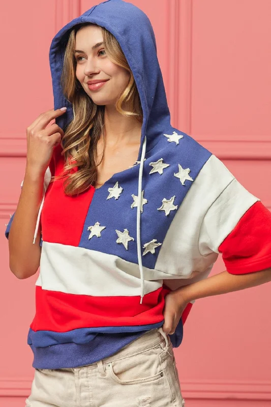 Price Cut BiBi American Flag Theme Hoodie