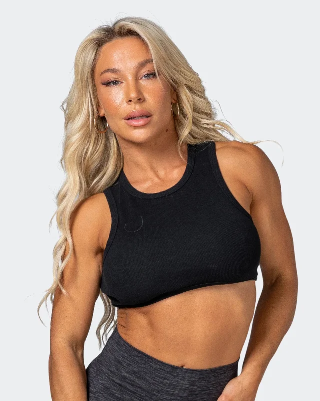 Bargain Blast HBxMN Bliss Rib Cropped Tank - Black