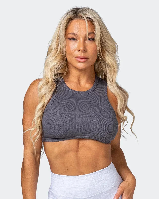 Overstock Sale HBxMN Bliss Rib Cropped Tank - Charcoal