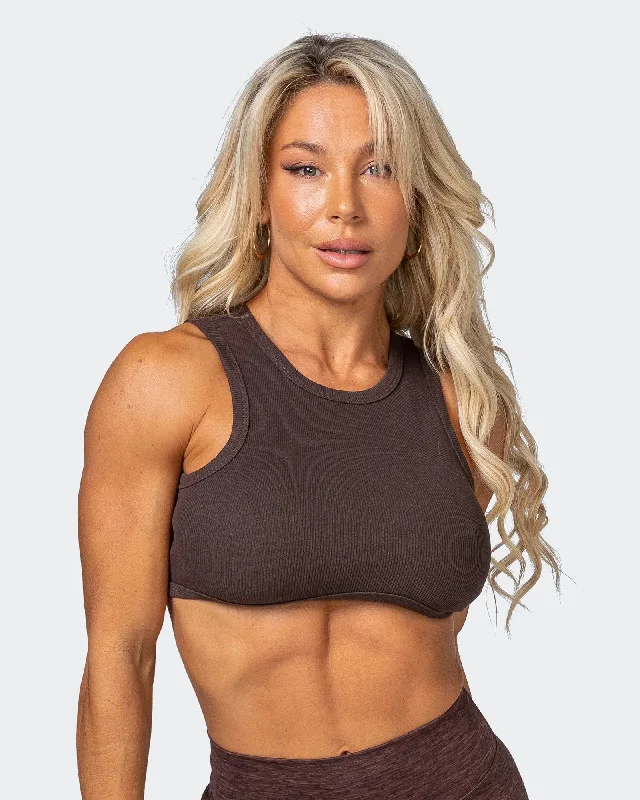 Blowout Sale HBxMN Bliss Rib Cropped Tank - Cocoa