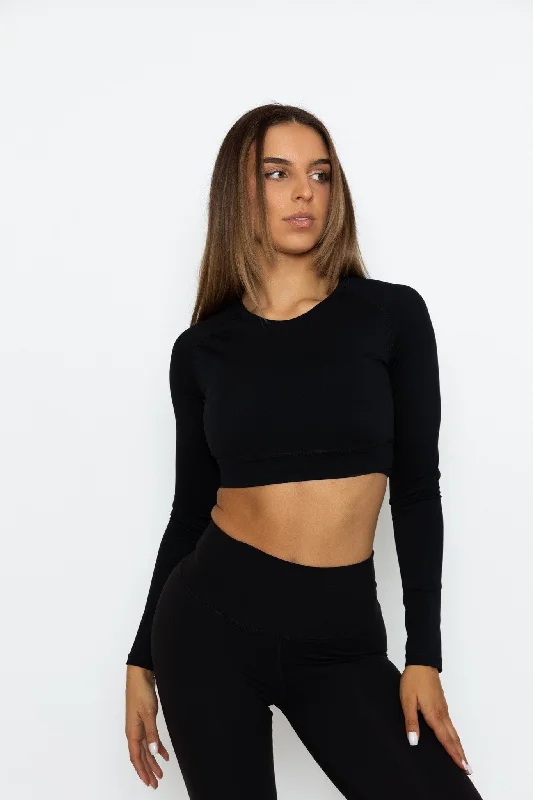 Discount Mania Jem Longsleeve Crop - Black