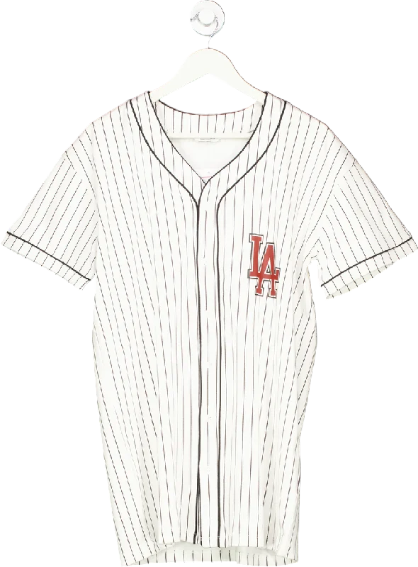 Instant Savings Miss Selfridge White Striped Los Angeles Baseball Jersey UK 10