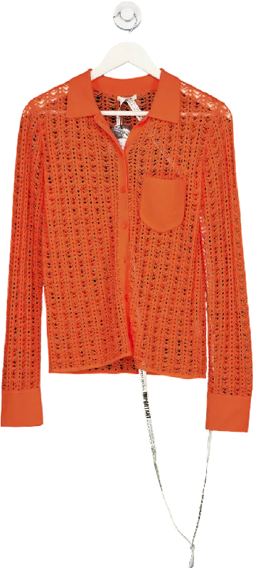 Deal Dash Mistress Rocks Orange Lily Pollen Crochet Shirt UK S