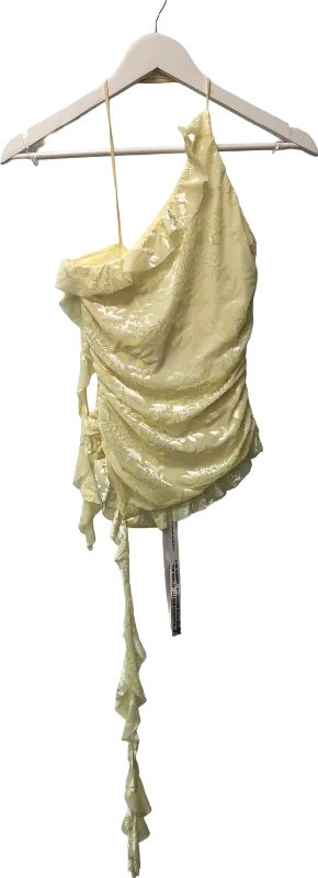 Exclusive Savings Mistress Rocks Yellow Lemon Devore Asymmetric Top UK S