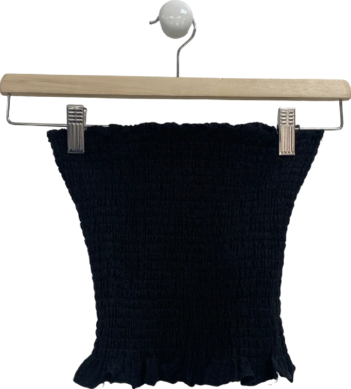 Blowout Deals Monday Swimwear Black Crinkle Linen Top UK 8