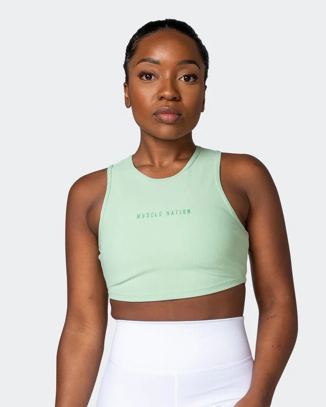 Discount Deals Off Duty Rib Cropped Tank - Pastel Green