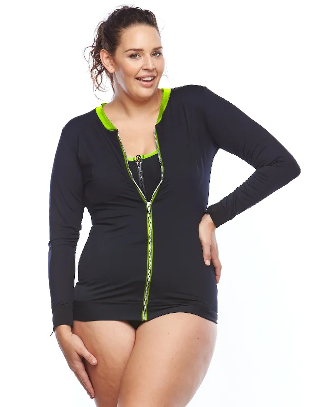 Can't Be Beat Rashie Top - Long Sleeve - Black/Green