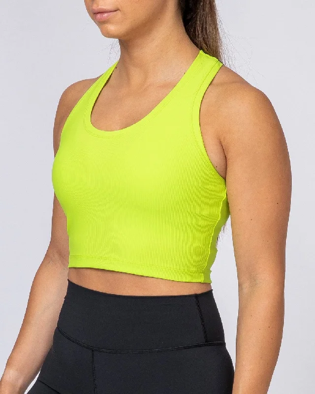 Price Smash Ribbed Cropped Tank - Acid Lime
