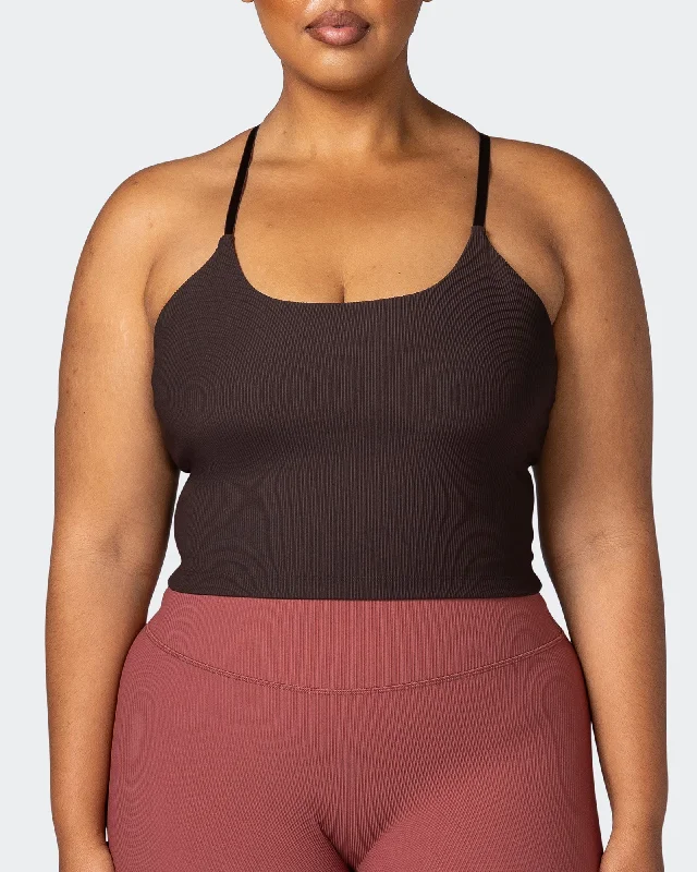 Final Clearance Summertime Rib Cropped Tank - Cocoa