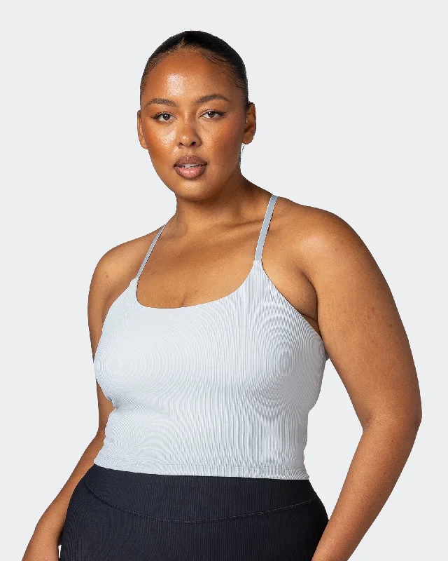 Massive Deals Summertime Rib Cropped Tank - Quiet Grey