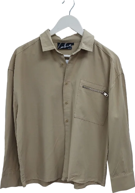 Savings Galore The Couture Club Beige Zip Pocket Detail Shirt UK 6