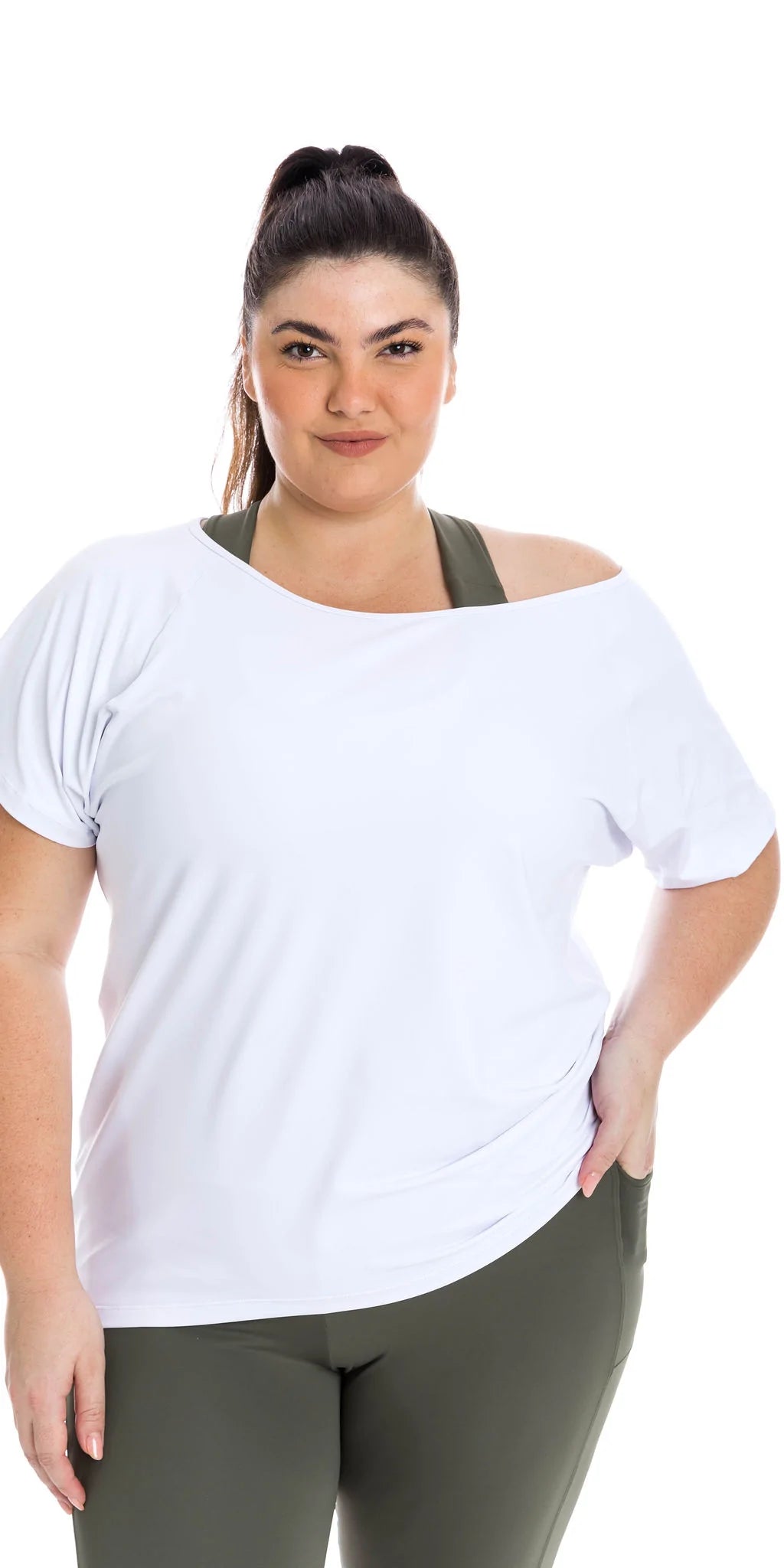 Clearance Items White Off The Shoulder Short Sleeve Tee