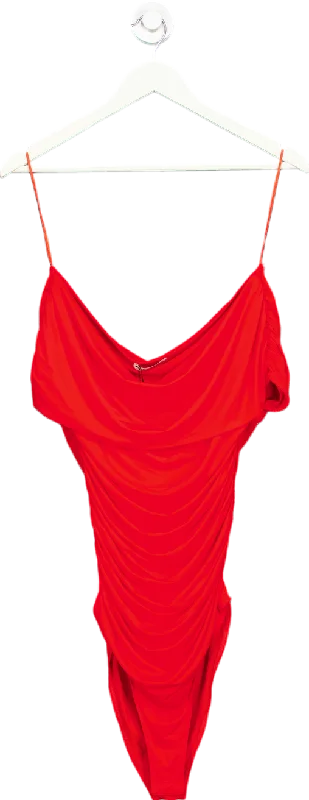 Savings Event Zara Red Ruched Swimsuit UK L