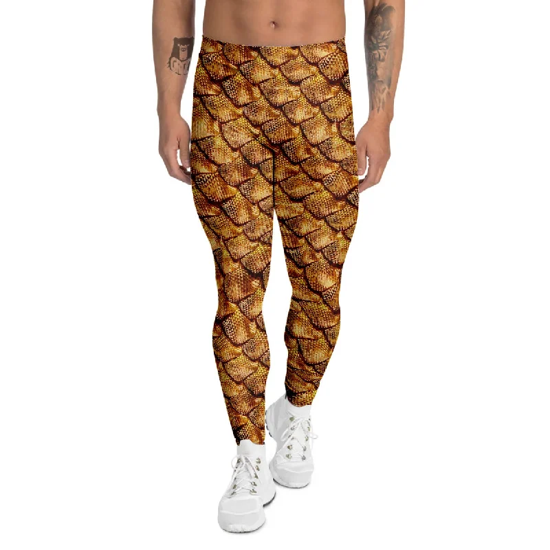Savings Spectacular Gold Dragons Skin 3D Print Pattern Men's Leggings