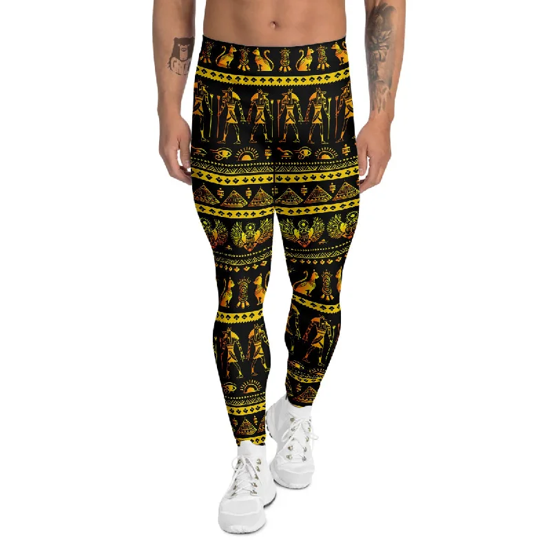 Closeout Sale Gold Egypt Ethnic Print Men's Leggings