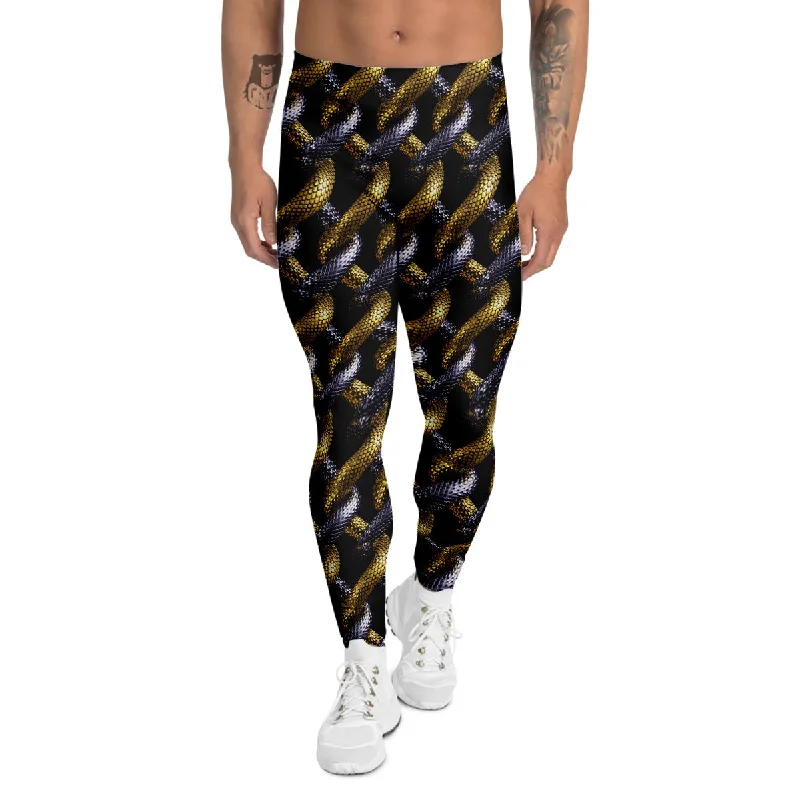 Price Blitz Golden And Silver Snakes 3D Print Pattern Men's Leggings